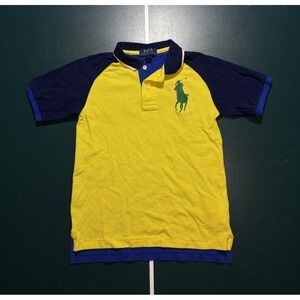 Polo Ralph Lauren Shirt Youth Small Blue Short Sleeve Shirt Big‎ Pony Colorblock